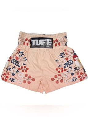 TUFF Peach Floral Women’s Shorts boxing MMA sz S